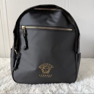 Versace Parfums Black Faux Leather Backpack Medusa Head NWOT